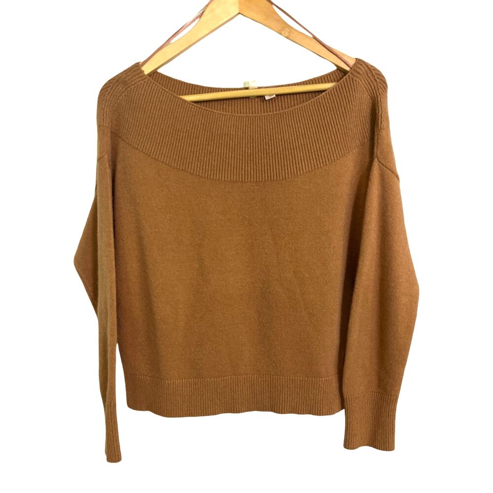 Moth Anthropologie Sweater Camel Boat Neck Drop Sleeve Knit Women's Size Small